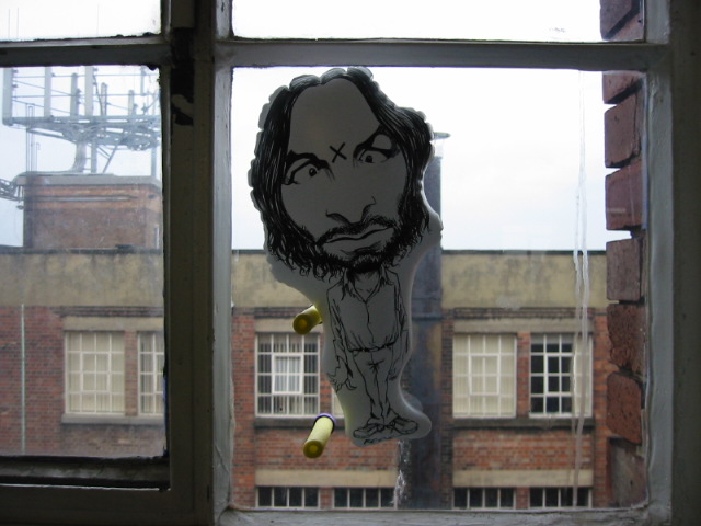 Target man on window